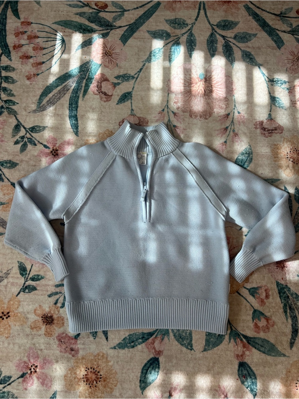 aerie Pale Blue Half-Zip Cowl Neck Sweater